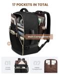 LOVEVOOK 40L Large Travel Backpack for Women, Flight Approved, Waterproof, TSA Compliant, Fits 17.3'' Laptop, 17 Pockets, 3 Packing Cubes
