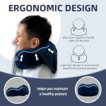 Travel Pillow with Extra Large Hood for Airplane Long Flights Privacy and Comfort Memory Foam with Velvet Cover for Road Trip Head&Neck Support for Plane Office Cars Sleeping & Rest (Navy Blue)