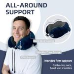 Travel Pillow with Extra Large Hood for Airplane Long Flights Privacy and Comfort Memory Foam with Velvet Cover for Road Trip Head&Neck Support for Plane Office Cars Sleeping & Rest (Navy Blue)