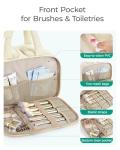 BAGSMART Travel Toiletry Bag, Puffy Large Toiletry Bag for Women, Lightweight Cosmetic Makeup Bag Organizer with Handle for Traveling, Accessories, Essentials, Toiletries （Beige