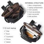 Shrrie Upgraded Large Travel Laptop Backpack with Laptop Compartmetn Fits 17 inch Laptop,Waterproof Vegan Leather Computer Backpack for Women and Men Work Business College