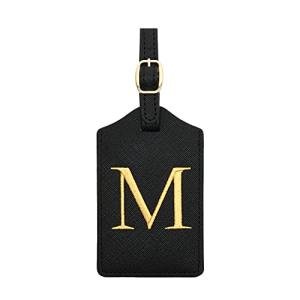 Luggage Tag PU Leather for Suitcase Baggage Handbag Travel Bag Label Suitcase Tag Label Tag w. Name Card & Privacy Cover (M)