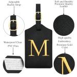 Luggage Tag PU Leather for Suitcase Baggage Handbag Travel Bag Label Suitcase Tag Label Tag w. Name Card & Privacy Cover (M)