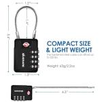 2 Pack TSA Approved Travel Luggage Locks 4-Digit, Metal Cable Suitcase Combination Lock, Alloy Keyless Zipper Padlocks, TSA Accepted Compatible Padlock for Gym Locker, Golf Bag Case, Anti Theft-Black