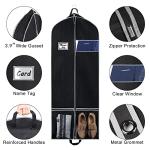 Zilink Long Garment Bags for Dresses Coat Bags for Travel and Storage 60 inches Gusseted Suit Cover Protector for with 2 Large Mesh Pockets and 2 Carry Handles for Suit Coat, Dress, Tuxedos Set of 2