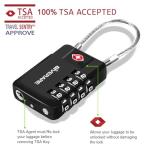 2 Pack TSA Approved Travel Luggage Locks 4-Digit, Metal Cable Suitcase Combination Lock, Alloy Keyless Zipper Padlocks, TSA Accepted Compatible Padlock for Gym Locker, Golf Bag Case, Anti Theft-Black