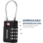 2 Pack TSA Approved Travel Luggage Locks 4-Digit, Metal Cable Suitcase Combination Lock, Alloy Keyless Zipper Padlocks, TSA Accepted Compatible Padlock for Gym Locker, Golf Bag Case, Anti Theft-Black