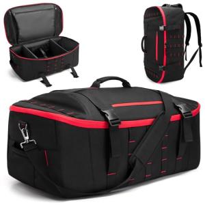 Smasrob 65L Tactical Duffle Bag Gym Bag with Backpack Straps, Wet Pocket and Detachable Dividers, Duffle Backpack for Travel, Sports and Military, Black