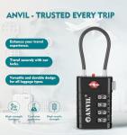 ANVIL TSA Approved Luggage Locks, 4 Digit Combination Travel Suitcase Locks with TSA008 Core and Open Alert Indicator, Zinc Alloy Body. (2, Black)
