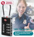 ANVIL TSA Approved Luggage Locks, 4 Digit Combination Travel Suitcase Locks with TSA008 Core and Open Alert Indicator, Zinc Alloy Body. (2, Black)
