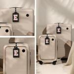 Initial Luggage Tag, PU Leather Luggage Tag, Embroidered Luggage Tag, Letter Luggage Tag, Monogrammed Luggage Tag, Luggage Tag for Baggage Bag Suitcase (E, Black Leather+Pink Letter)