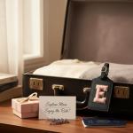 Initial Luggage Tag, PU Leather Luggage Tag, Embroidered Luggage Tag, Letter Luggage Tag, Monogrammed Luggage Tag, Luggage Tag for Baggage Bag Suitcase (E, Black Leather+Pink Letter)