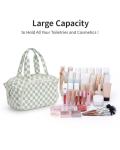 Narwey Travel Toiletry Bag, Wide-open Large Toiletry Bags for Traveling Women, Checkered Travel Bag for Toiletries Cosmetic Makeup Bag Organizer, Skincare Make Up Bag (Mint Green Checkerboard)