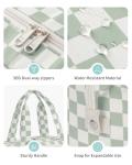 Narwey Travel Toiletry Bag, Wide-open Large Toiletry Bags for Traveling Women, Checkered Travel Bag for Toiletries Cosmetic Makeup Bag Organizer, Skincare Make Up Bag (Mint Green Checkerboard)