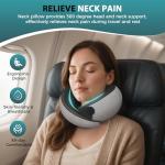 FIOGIKO Travel Neck Pillows for Airplanes - 360° Ergonomic Memory Foam Travel Pillow - Relief Neck Pain with Breathable Support for Long Flights, Car, Train & Office Use - Adults & Kids (Gray)