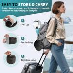 FIOGIKO Travel Neck Pillows for Airplanes - 360° Ergonomic Memory Foam Travel Pillow - Relief Neck Pain with Breathable Support for Long Flights, Car, Train & Office Use - Adults & Kids (Gray)