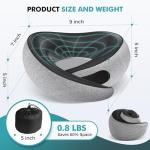 FIOGIKO Travel Neck Pillows for Airplanes - 360° Ergonomic Memory Foam Travel Pillow - Relief Neck Pain with Breathable Support for Long Flights, Car, Train & Office Use - Adults & Kids (Gray)