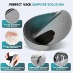 FIOGIKO Travel Neck Pillows for Airplanes - 360° Ergonomic Memory Foam Travel Pillow - Relief Neck Pain with Breathable Support for Long Flights, Car, Train & Office Use - Adults & Kids (Gray)
