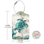 2 Pcs Luggage Tags for Suitcase, Cute Unique PU Leather Travel Bag Tag with Privacy Cover ID Label Address Card and Durable Metal Ring Suitable for Men Women Children Backpack, Turtles