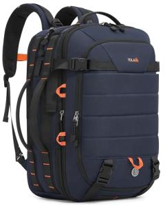 Tolaccea Carry on Travel Backpack, TSA Friendly Flight Approved Laptop Backpack Duffle Bag for Men Women with Dual Laptop Storage for 17.3", Expandable Business Rucksack 40L-50L Large - Blue