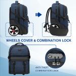 MATEIN Rolling Backpack with Wheels 17 Inch Large Roller Backpack with Combination Lock Water Resistant Anti Theft Travel Wheel