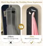 KEETDY 72" Wedding Dress Garment Bag for Travel with 4" Gusseted Long Hanging Dress Bags for Gowns for Women Garment Cover Clothes Storage for Closet, Black