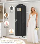 KEETDY 72" Wedding Dress Garment Bag for Travel with 4" Gusseted Long Hanging Dress Bags for Gowns for Women Garment Cover Clothes Storage for Closet, Black