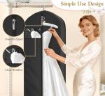 KEETDY 72" Wedding Dress Garment Bag for Travel with 4" Gusseted Long Hanging Dress Bags for Gowns for Women Garment Cover Clothes Storage for Closet, Black