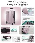 BAGSMART Carry On Luggage 22x14x9 Airline Approved, luggage with Spinner Wheels, 20 Inch Expandable Hardside Carry On Suitcase with TSA Lock Rolling Travel suitcase Carry-On, Pink Lavender