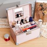 Portable retro password makeup box storage large capacity double leather suitcase cute Korean version cosmetics luggage bag