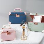 Portable retro password makeup box storage large capacity double leather suitcase cute Korean version cosmetics luggage bag
