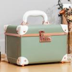 Portable retro password makeup box storage large capacity double leather suitcase cute Korean version cosmetics luggage bag