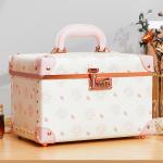 Portable retro password makeup box storage large capacity double leather suitcase cute Korean version cosmetics luggage bag