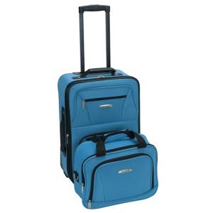 Rockland Fashion Softside Upright Luggage Set, Expandable, Wheel, Telescopic Handle,Turquoise, 2-Piece (14/19)