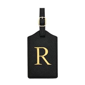 Luggage Tag PU Leather for Suitcase Baggage Handbag Travel Bag Label Suitcase Tag Label Tag w. Name Card & Privacy Cover (R)