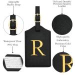 Luggage Tag PU Leather for Suitcase Baggage Handbag Travel Bag Label Suitcase Tag Label Tag w. Name Card & Privacy Cover (R)