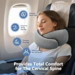 Purroch Advanced Memory Foam Neck Travel Pillow, Neck Pillow Airplane with Eye Mask & Ear Plugs, Designed for The Comfort of Travel & Office, Travel Pillow for Plane, Car, Home, Work， Grey