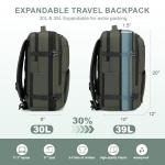 BAGOK Carry On Travel Backpack, 35L-40L Expandable Extra Large Airline Approved,Lightweight Daypack for Men and Women（Green）