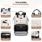 Maelstrom Travel Backpack for Women Men,Laptop Backpack Fits 15.6-17.3 Inch Laptop, Nurse/Teacher/Work Bag with Insulated Lunch Box,Water Resistant Carry On Backpack,Black-Beige