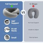 Purroch Advanced Memory Foam Neck Travel Pillow, Neck Pillow Airplane with Eye Mask & Ear Plugs, Designed for The Comfort of Travel & Office, Travel Pillow for Plane, Car, Home, Work， Grey