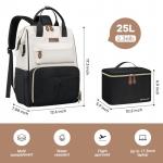 Maelstrom Travel Backpack for Women Men,Laptop Backpack Fits 15.6-17.3 Inch Laptop, Nurse/Teacher/Work Bag with Insulated Lunch Box,Water Resistant Carry On Backpack,Black-Beige