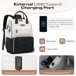 Maelstrom Travel Backpack for Women Men,Laptop Backpack Fits 15.6-17.3 Inch Laptop, Nurse/Teacher/Work Bag with Insulated Lunch Box,Water Resistant Carry On Backpack,Black-Beige