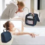 Goloni Hanging Toiletry Bag with Hook, Large Makeup Bag Travel Organizer, Water-Resistant Hanging Cosmetic Bag with 10 Compartments for Women & Men,Blue