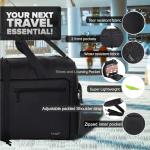 Bago Large Foldable Duffel Bags for Traveling Women & Men - 80L Packable Duffle Bag for Travel with Shoe Compartment - Water Repellant, Heavy Duty, Lightweight Folding & Collapsible (All Black)