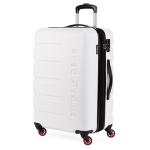 SwissGear 7366 Signature Hardside Expandable Luggage with Spinner Wheels, TSA Lock, White, Checked-Medium 23-Inch