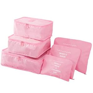 GUIFIER 6 Pack Packing Cubes for Suitcases, Luggage Organizer, Travel Bag Organizer Storage Bags, Travel Cubes Compression (Pink)