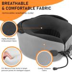 Vzpeun Neck Pillow for Travel - Hooded Memory Foam Plane Pillow for Airplane, Office, Cars Sleeping, Long Flight Must Haves, Portable Road Trip Essentials for Adults Black