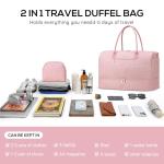 Travel Weekender Bags for Women - Duffle Bag Women with Shoe Compartment Carry On Overnight Bag with Toiletry Bag Duffel Bags with Wet Pocket for Gym Hospital Bags for Labor and Delivery Pink