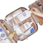 NISHEL Travel Toiletry Bag for women, Portable Hanging Organizer for Full-Sized Shampoo, Conditioner, Brushes Set, Makeup Accessories, Large Size, Pink