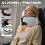 SZXYX Travel Pillows - 100% Pure Memory Foam Neck Pillow for Airplanes, Comfortable Breathable Cover, 360° Support Stowable Pillows for Sleeping, Car, Airport Travel Essentials Dark Grey